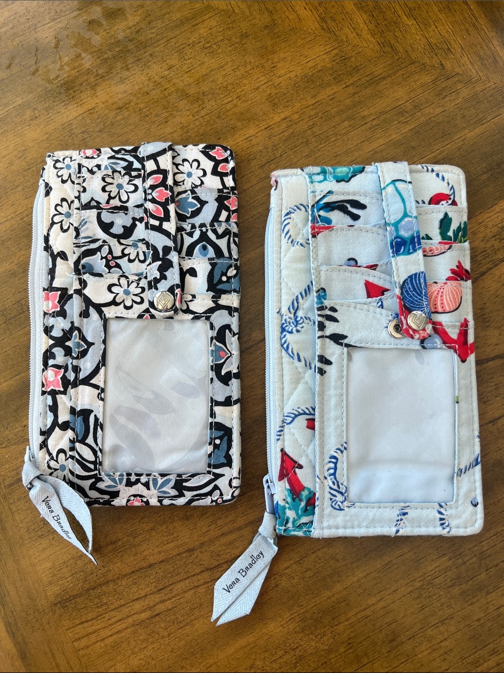 Vera Bradley Quilted Floral ID Wallets in Black/White & Light Blue Floral